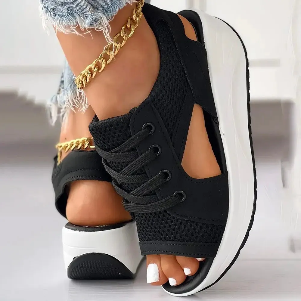 Shake shoes and sandals with high fishmouth and thick bottom in summer