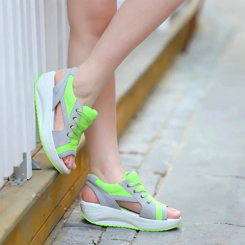 Shake shoes and sandals with high fishmouth and thick bottom in summer