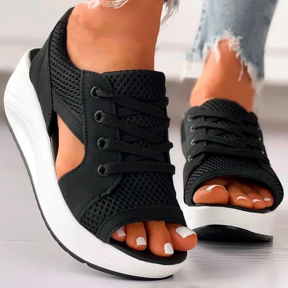 Shake shoes and sandals with high fishmouth and thick bottom in summer