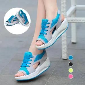 Shake shoes and sandals with high fishmouth and thick bottom in summer