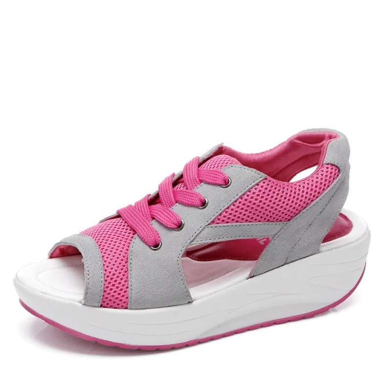 Shake shoes and sandals with high fishmouth and thick bottom in summer