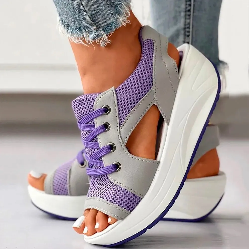 Shake shoes and sandals with high fishmouth and thick bottom in summer