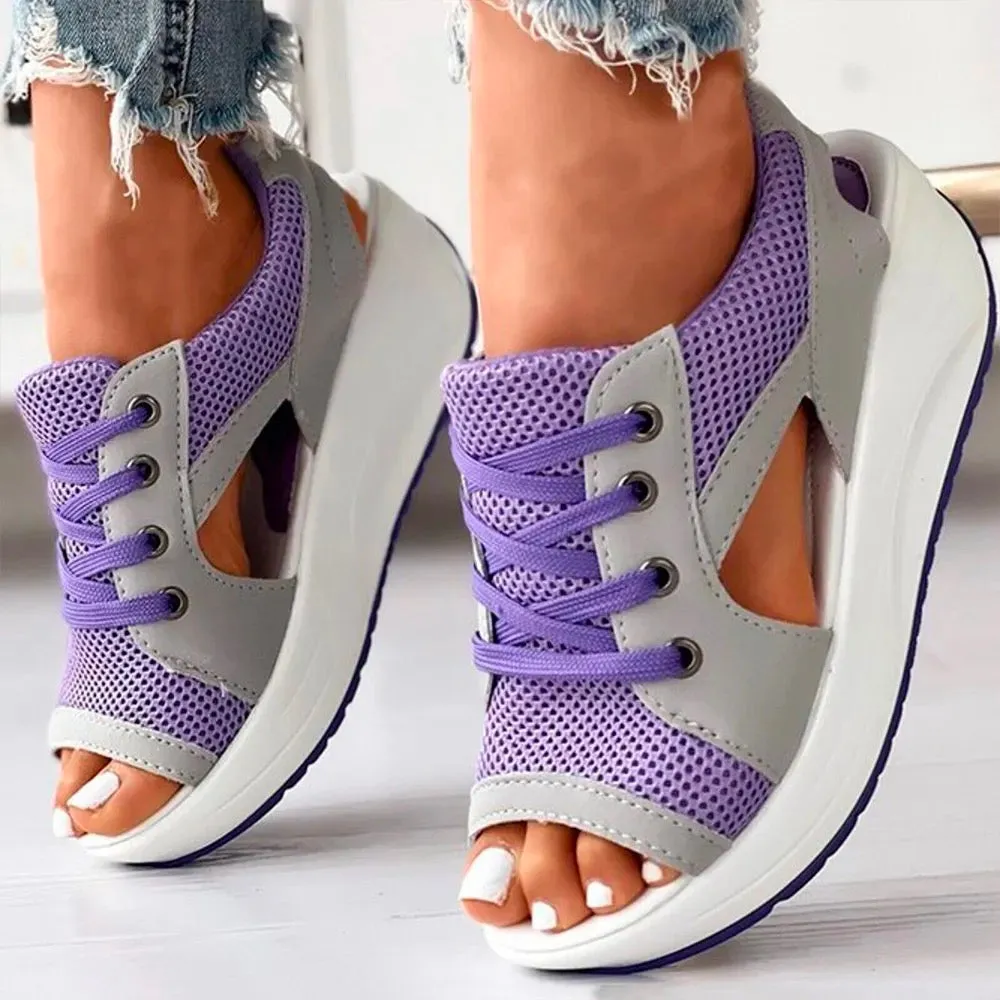 Shake shoes and sandals with high fishmouth and thick bottom in summer