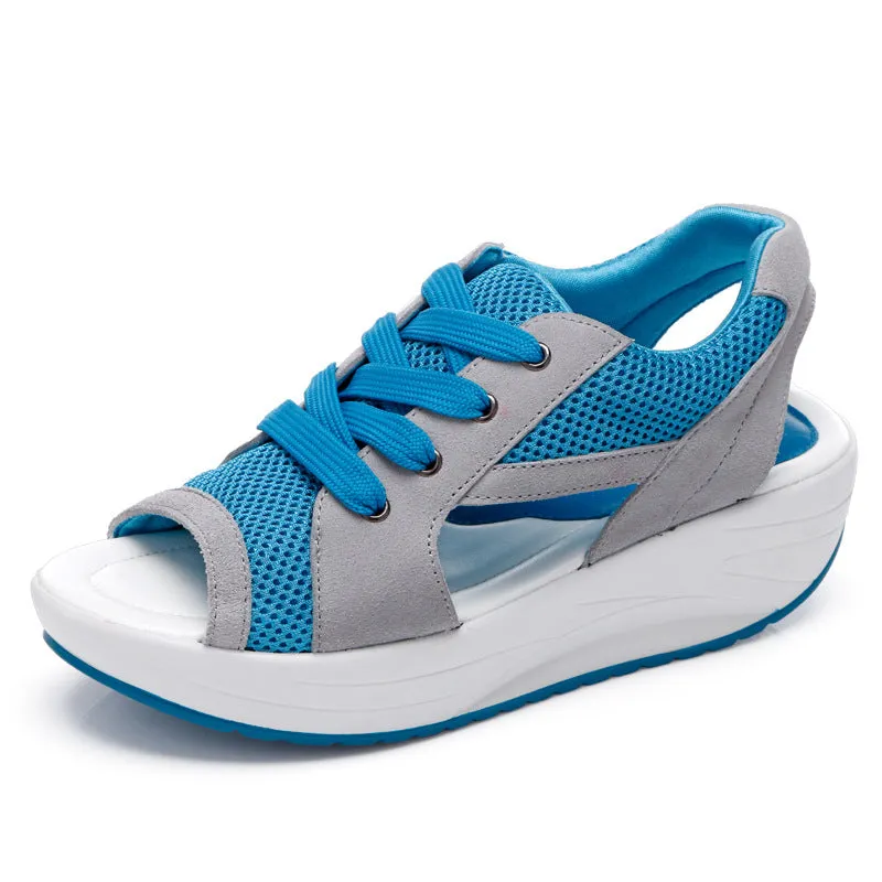Shake shoes and sandals with high fishmouth and thick bottom in summer