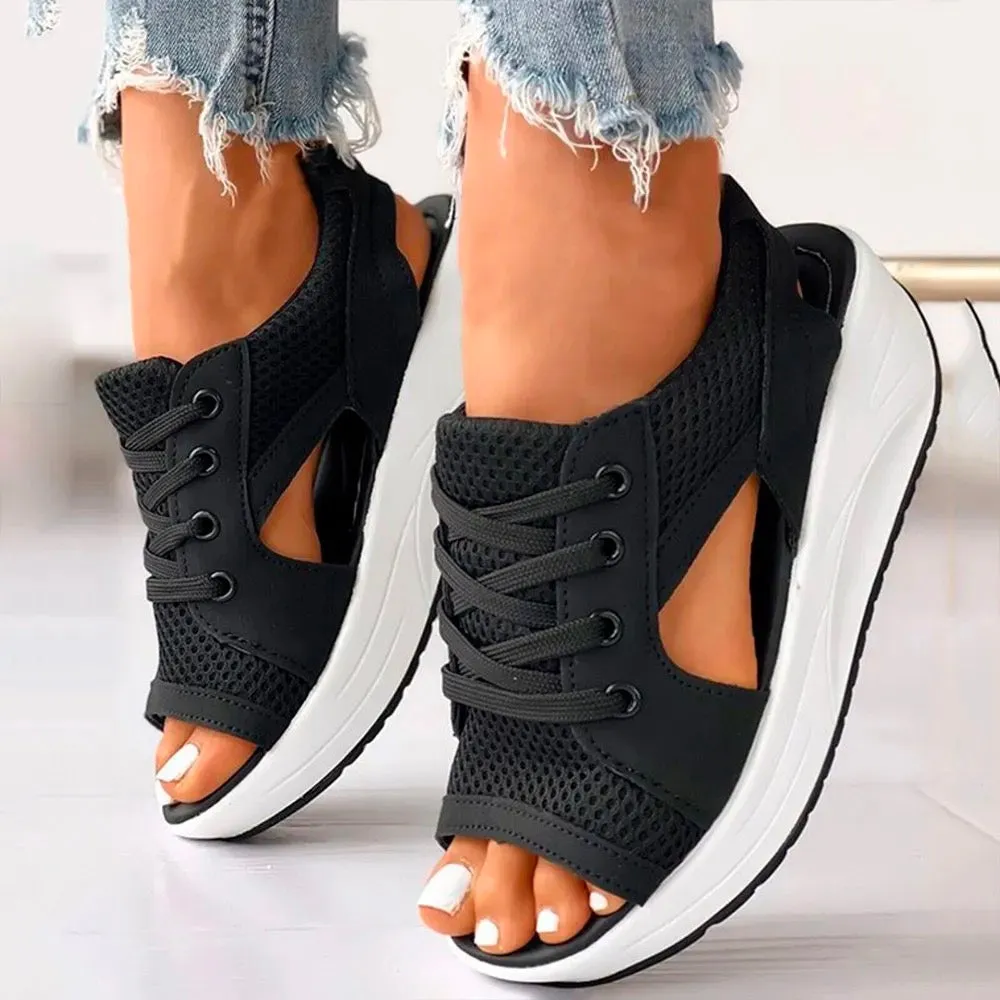 Shake shoes and sandals with high fishmouth and thick bottom in summer