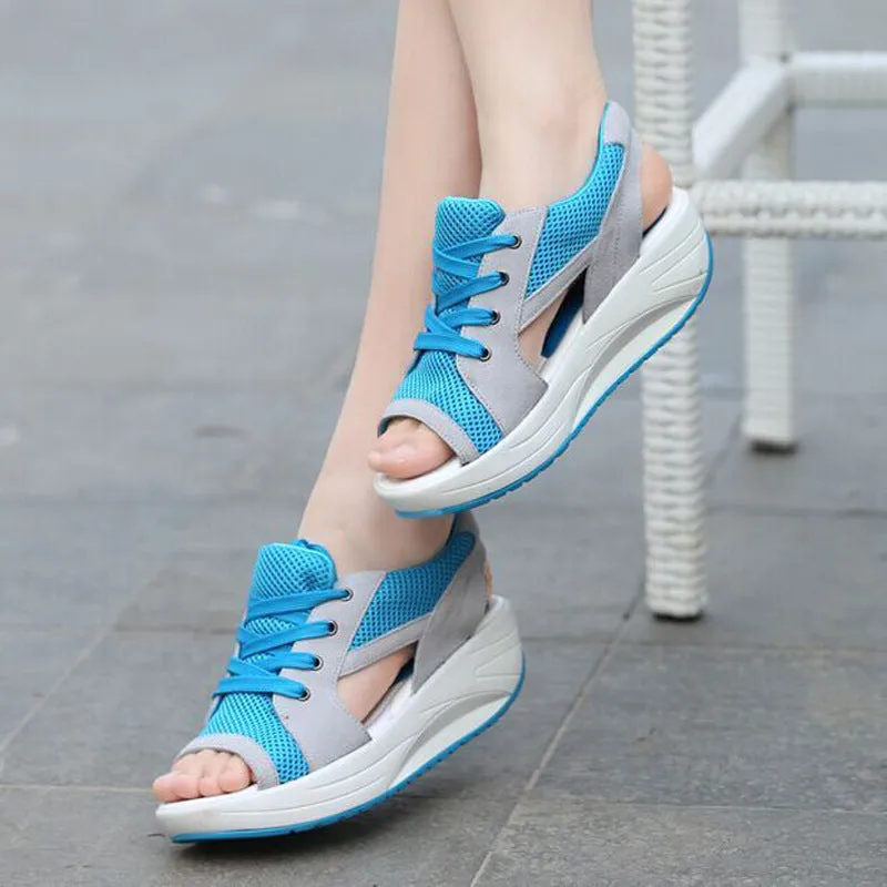 Shake shoes and sandals with high fishmouth and thick bottom in summer