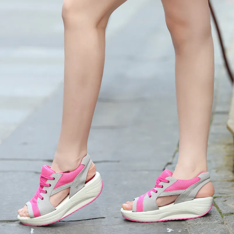 Shake shoes and sandals with high fishmouth and thick bottom in summer