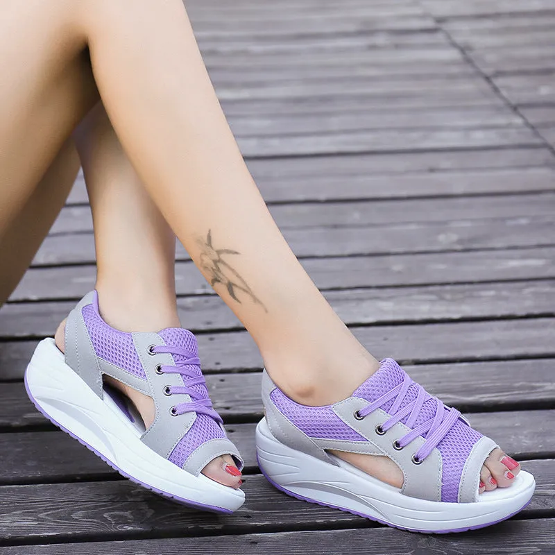 Shake shoes and sandals with high fishmouth and thick bottom in summer