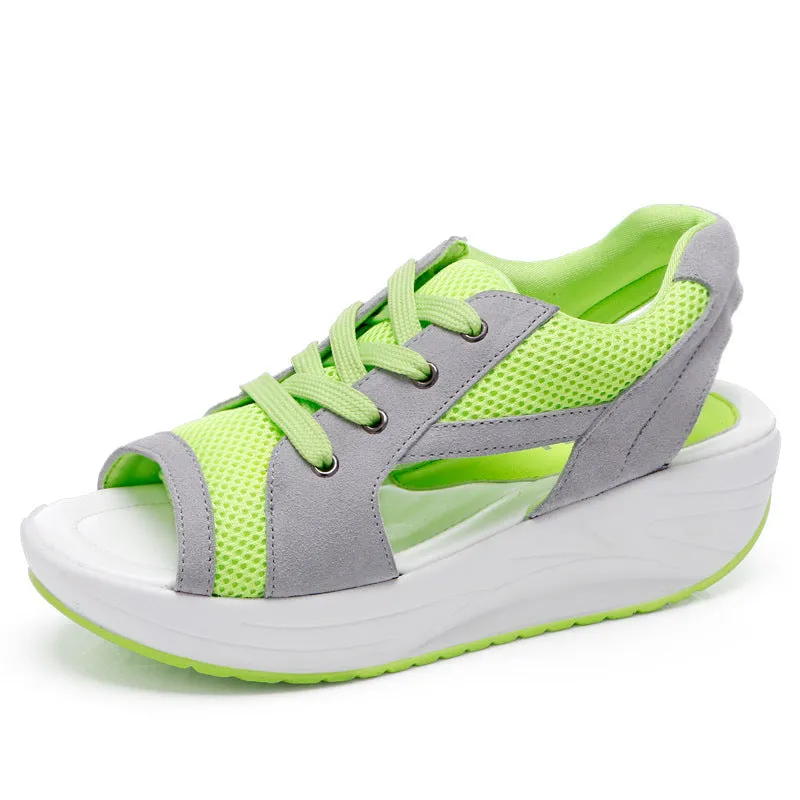 Shake shoes and sandals with high fishmouth and thick bottom in summer