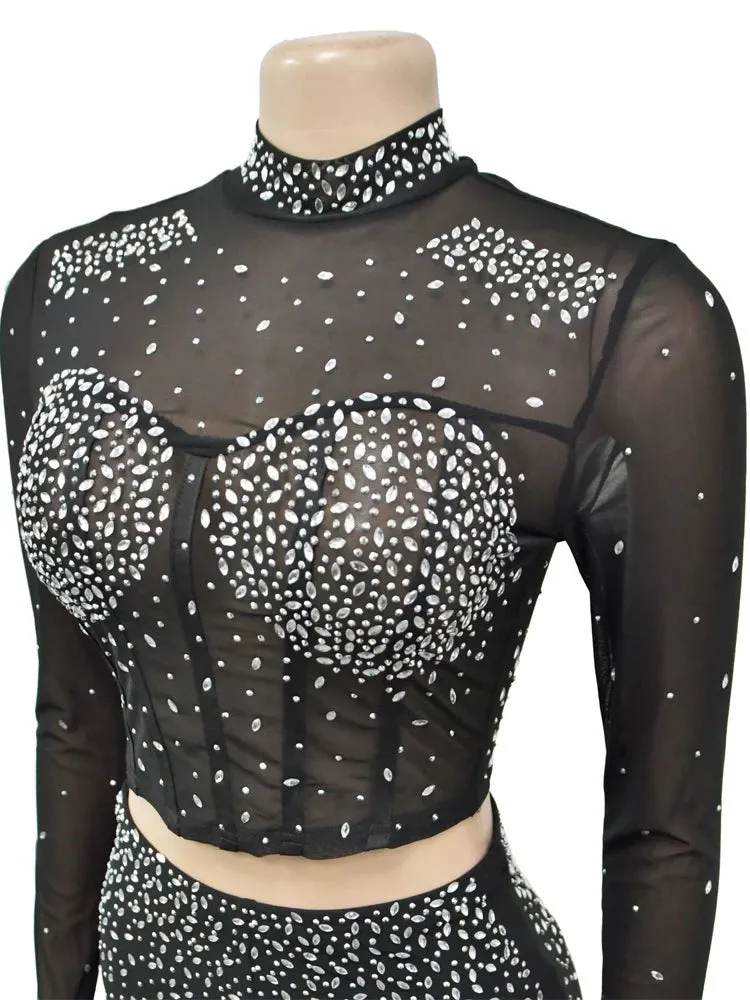 Sheer Rhinestone Tracksuit