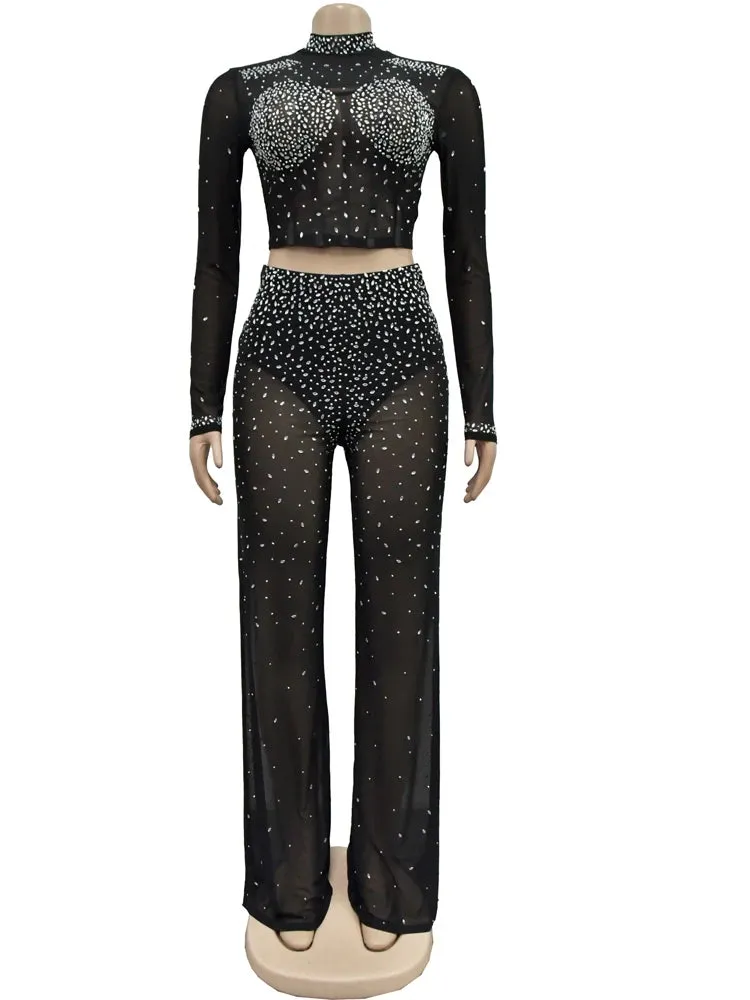 Sheer Rhinestone Tracksuit