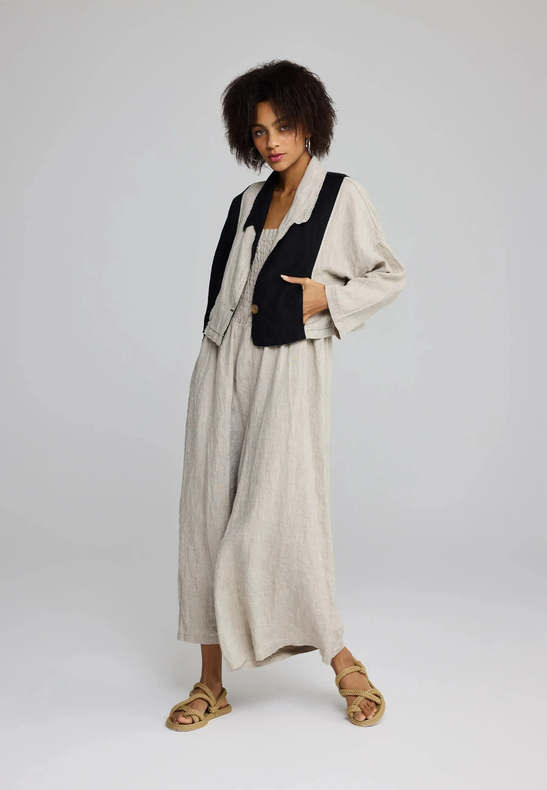 SOLINA – Linen Ruched Body Jumpsuit