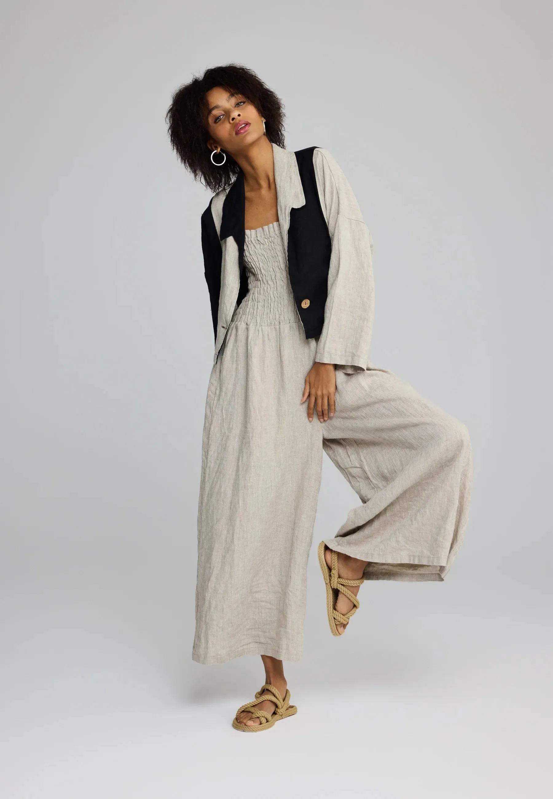 SOLINA – Linen Ruched Body Jumpsuit