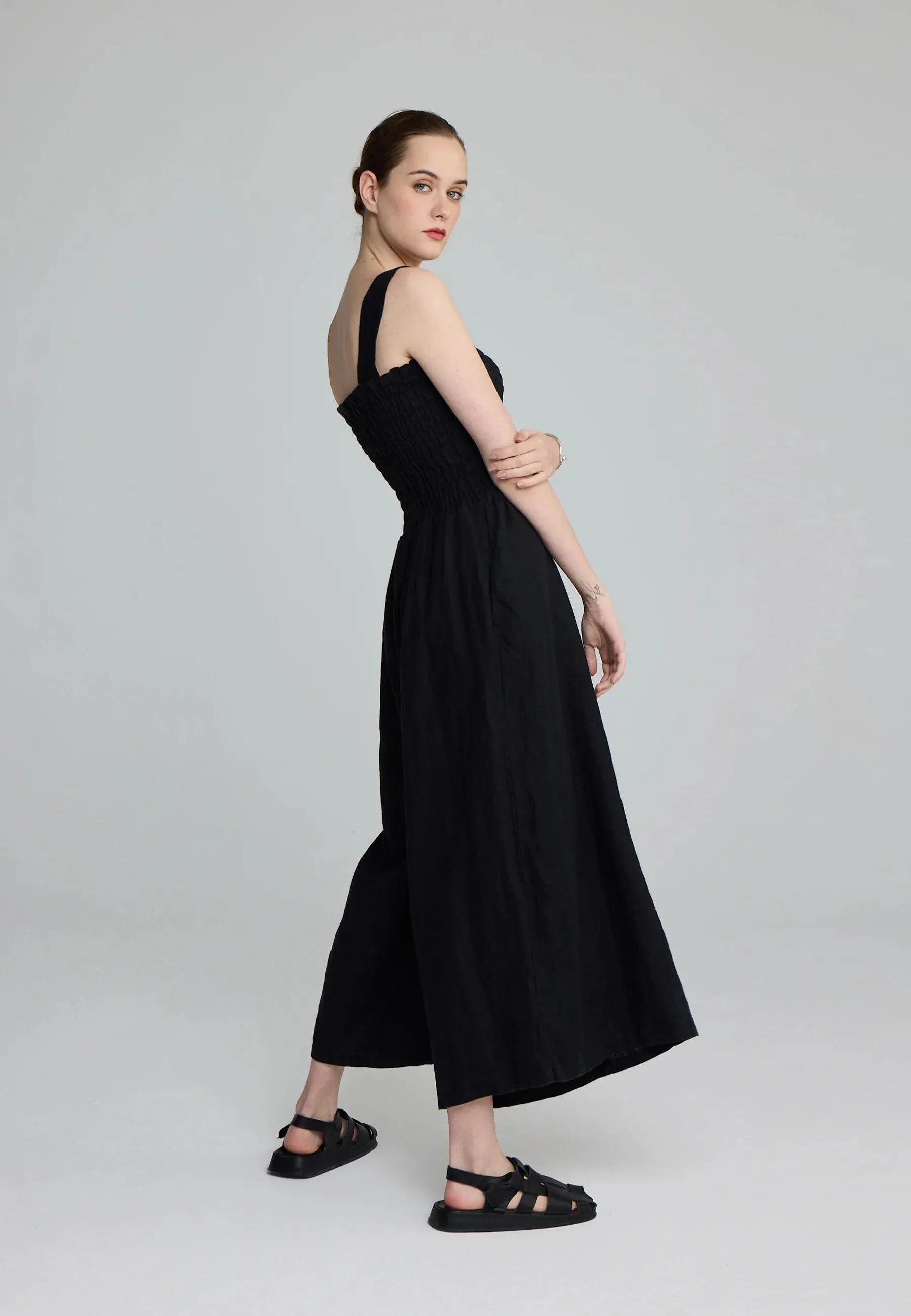 SOLINA – Linen Ruched Body Jumpsuit