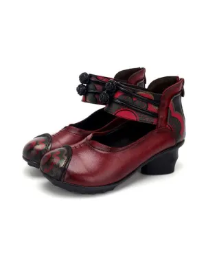 Spring Ethnic Style Retro Chunky Heels