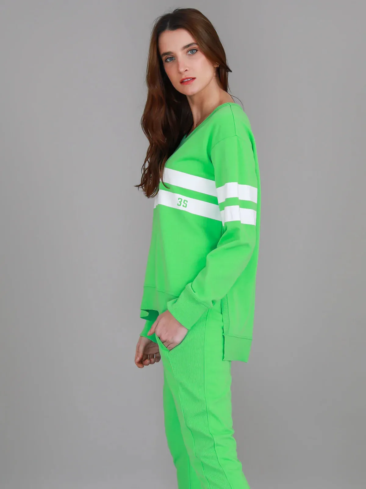 Theresa Stripe Jumper - Apple Green (Plus Size)