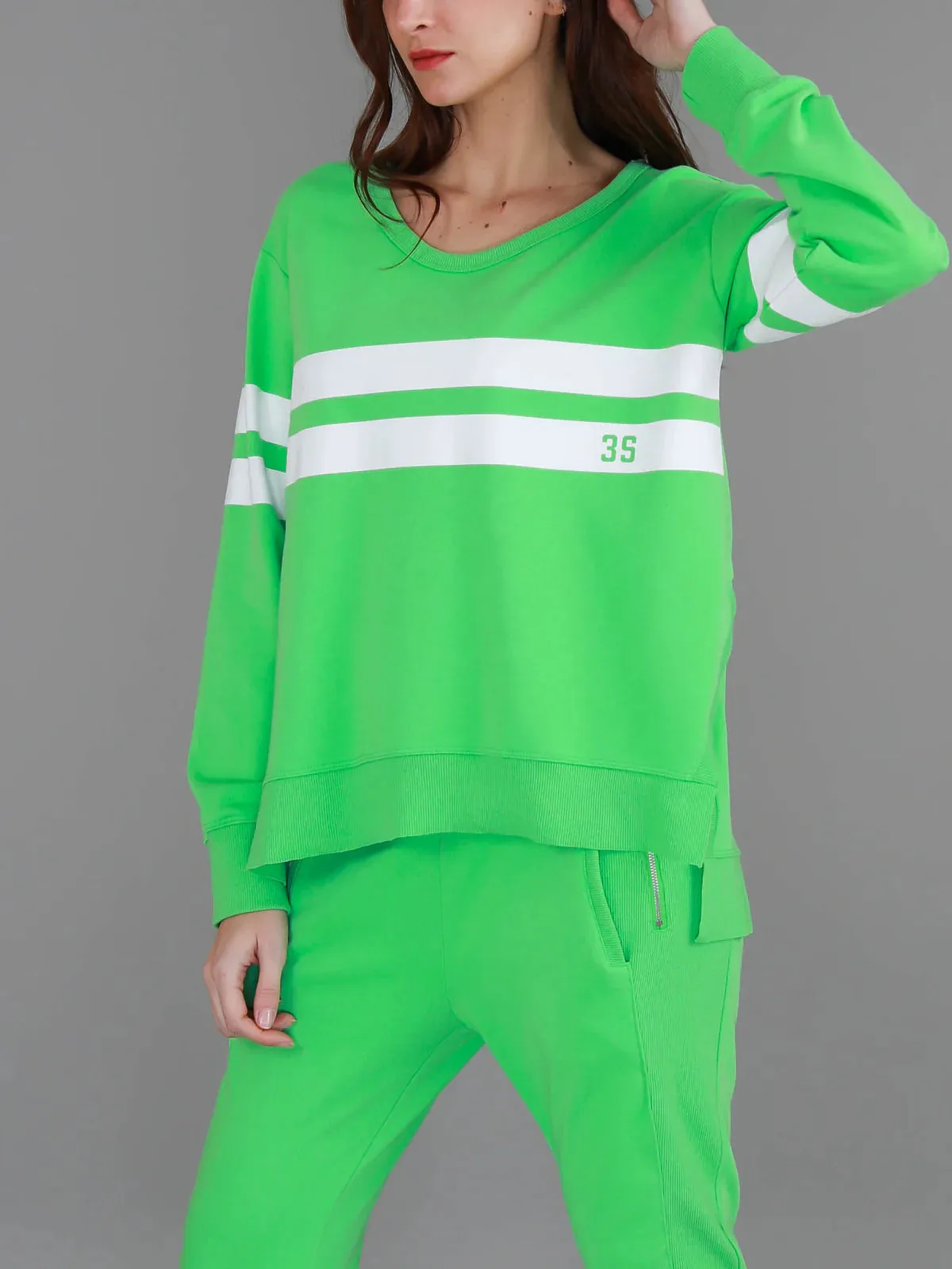 Theresa Stripe Jumper - Apple Green (Plus Size)