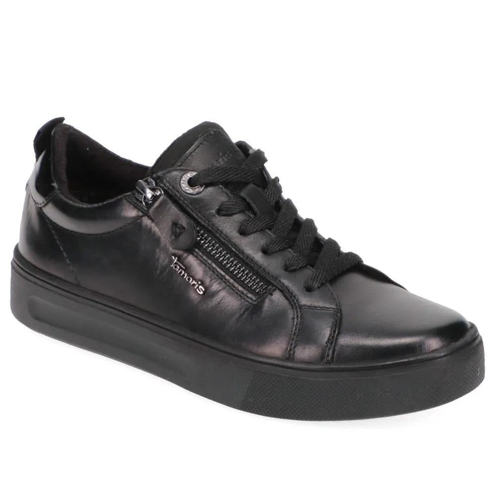 Wide-Fit Leather Lace-Up Trainers - JANA40503 / 326 066