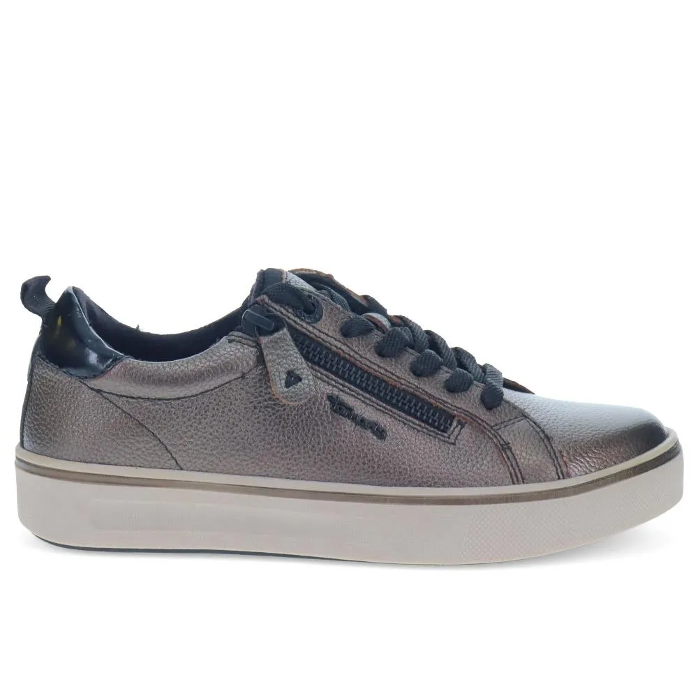 Wide-Fit Leather Lace-Up Trainers - JANA40503 / 326 066