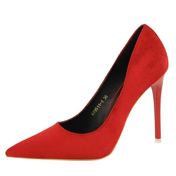 Women suede 4 inch heels stilettos high heel prom heels