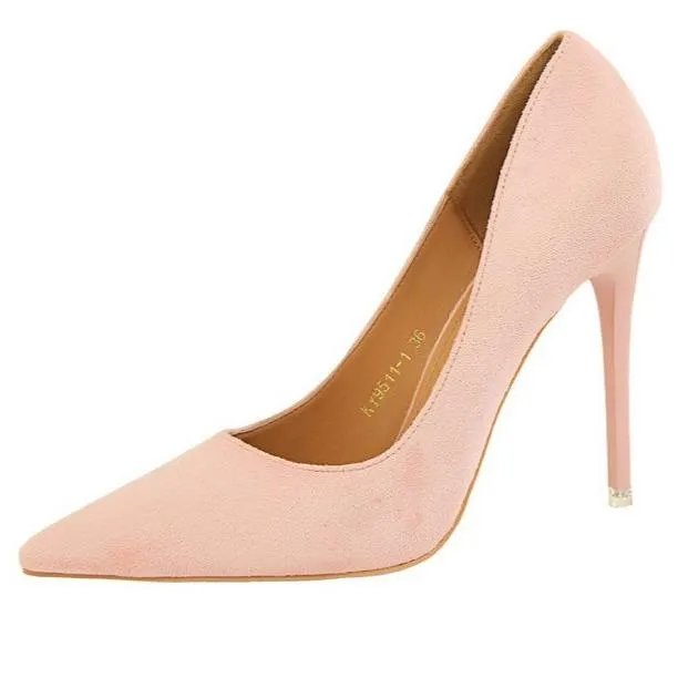 Women suede 4 inch heels stilettos high heel prom heels