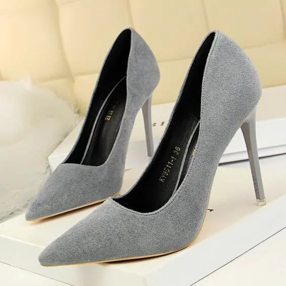 Women suede 4 inch heels stilettos high heel prom heels