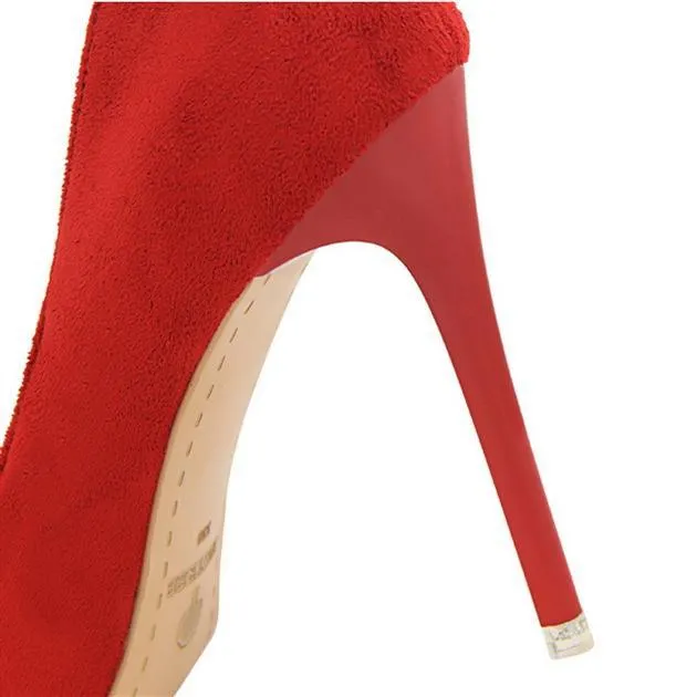 Women suede 4 inch heels stilettos high heel prom heels