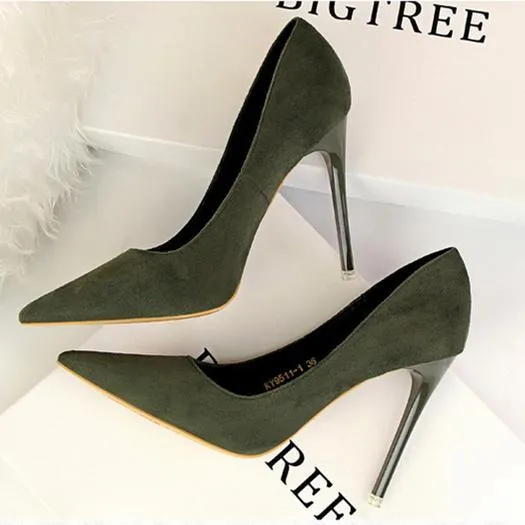 Women suede 4 inch heels stilettos high heel prom heels