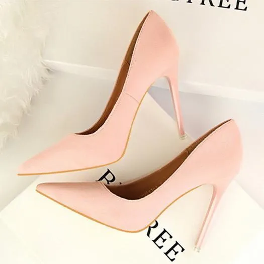 Women suede 4 inch heels stilettos high heel prom heels