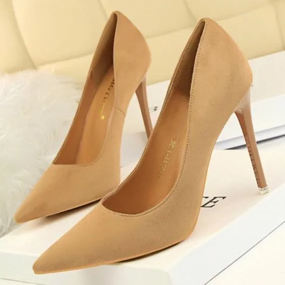Women suede 4 inch heels stilettos high heel prom heels