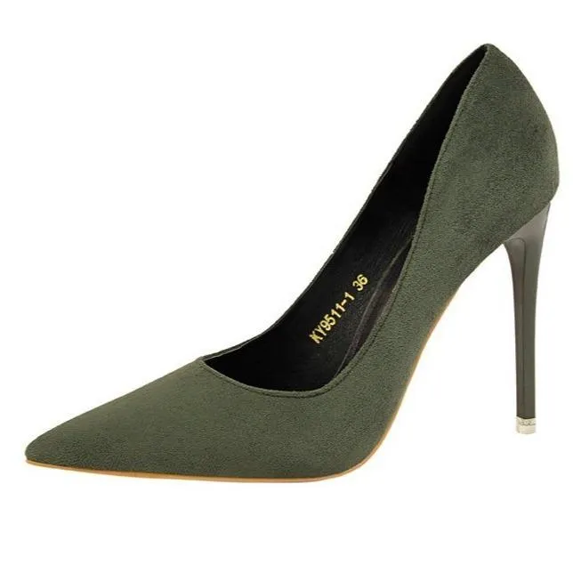 Women suede 4 inch heels stilettos high heel prom heels