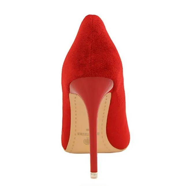 Women suede 4 inch heels stilettos high heel prom heels