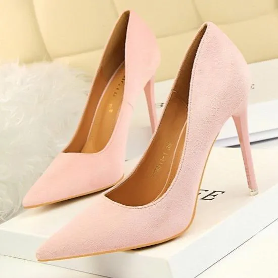 Women suede 4 inch heels stilettos high heel prom heels