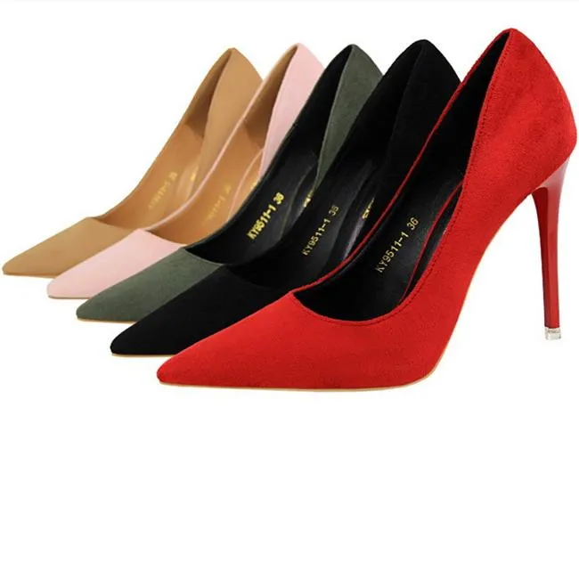Women suede 4 inch heels stilettos high heel prom heels