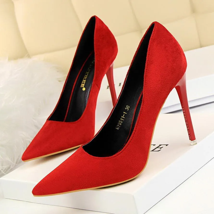 Women suede 4 inch heels stilettos high heel prom heels