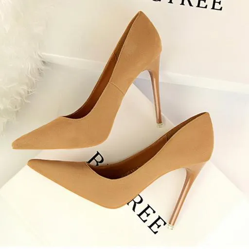 Women suede 4 inch heels stilettos high heel prom heels