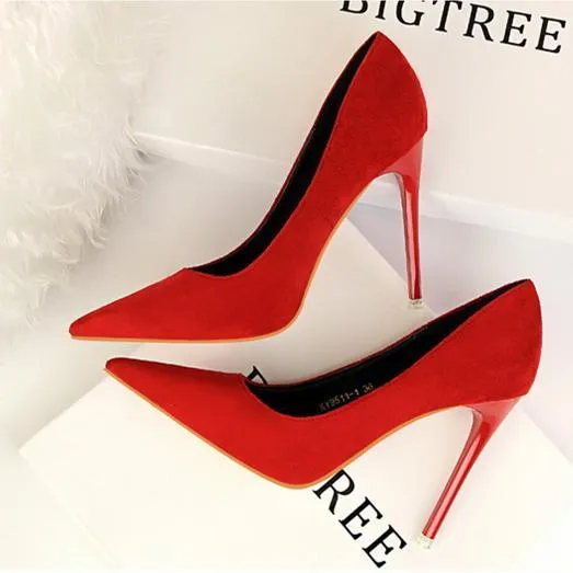 Women suede 4 inch heels stilettos high heel prom heels