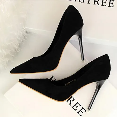 Women suede 4 inch heels stilettos high heel prom heels
