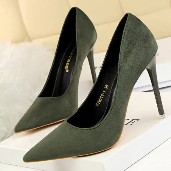 Women suede 4 inch heels stilettos high heel prom heels