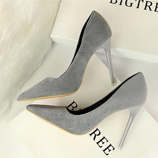 Women suede 4 inch heels stilettos high heel prom heels