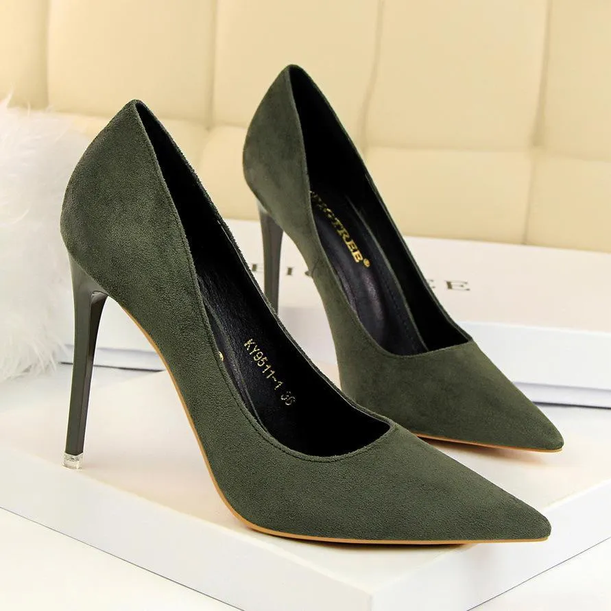 Women suede 4 inch heels stilettos high heel prom heels