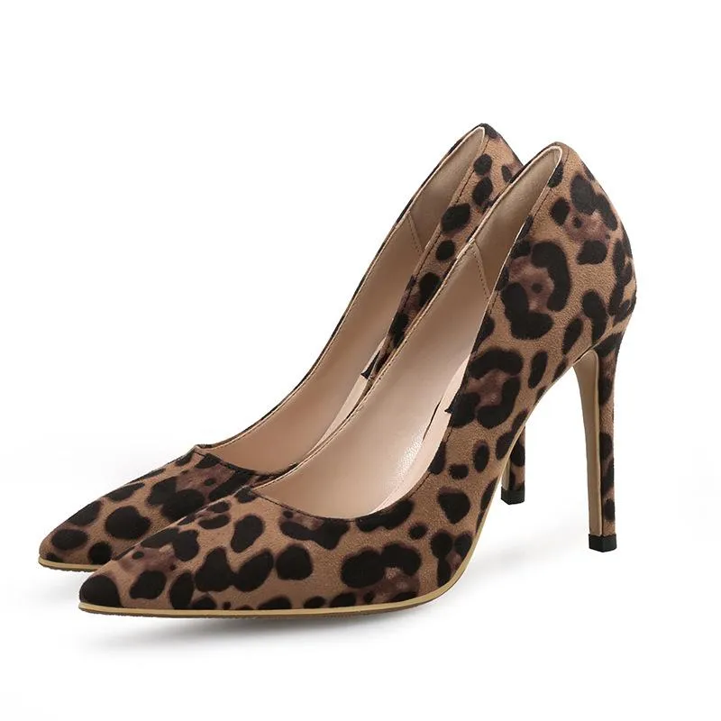 Women suede leopard pointed toe sexy stiletto heels