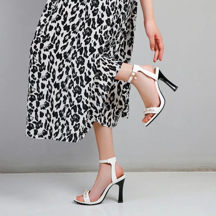 Women's Ankle Strap Pearl High Heel Sandals