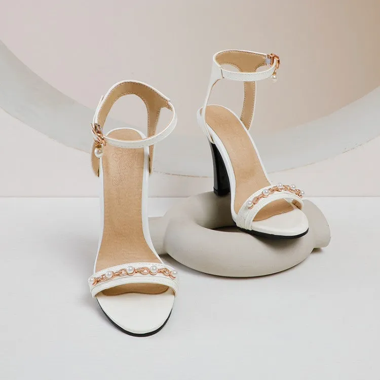 Women's Ankle Strap Pearl High Heel Sandals