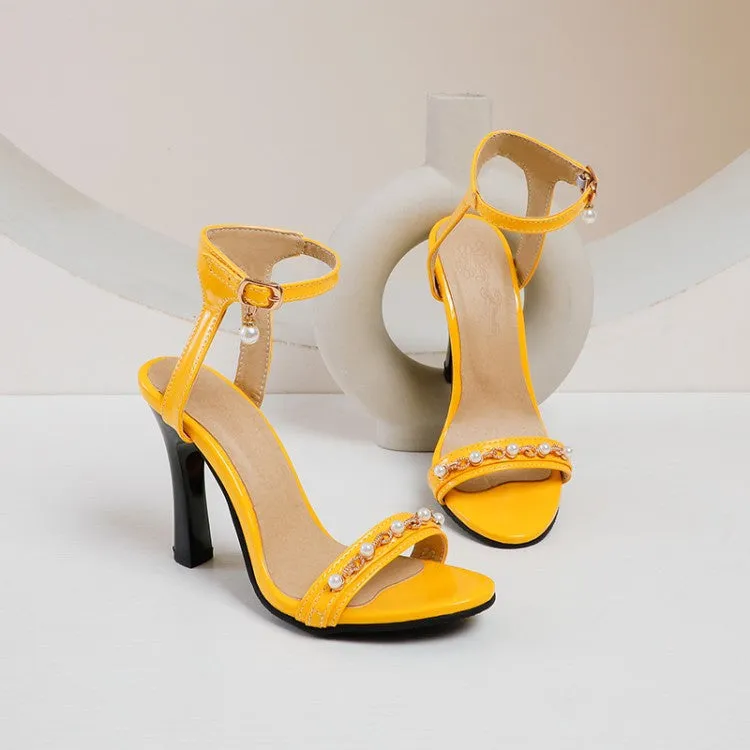 Women's Ankle Strap Pearl High Heel Sandals