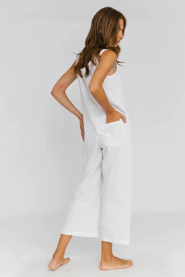 Women's linen jumpsuit jet-black - Ema