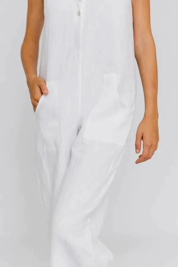 Women's linen jumpsuit jet-black - Ema