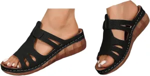 Womens Summer Hollow Out Platform Wedge Shoes,2025 Summer Open Toe Stylish Comfortable Casual Wedge Sandals Casual Lightweight Boho Mules Adjustable Slide Walking Shoes with Arch Support