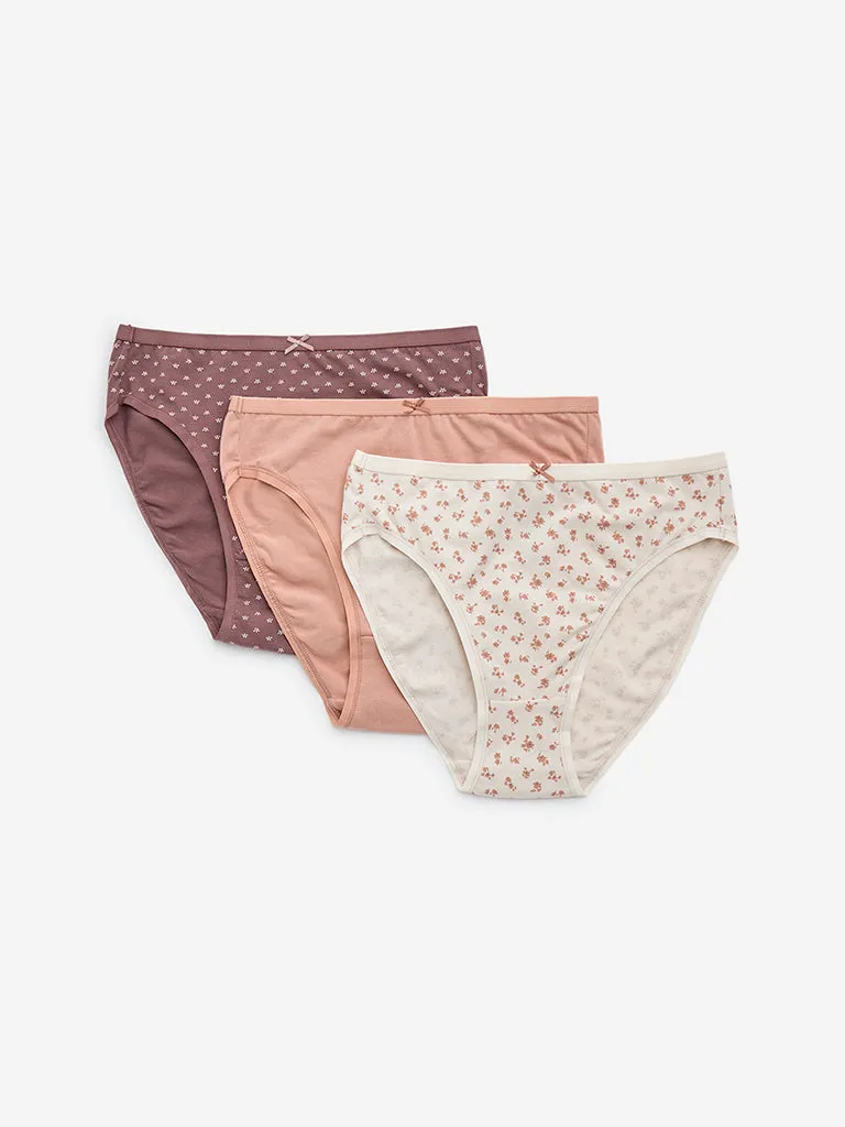 Wunderlove Multicolour Cotton-Blend Briefs - Pack of 3