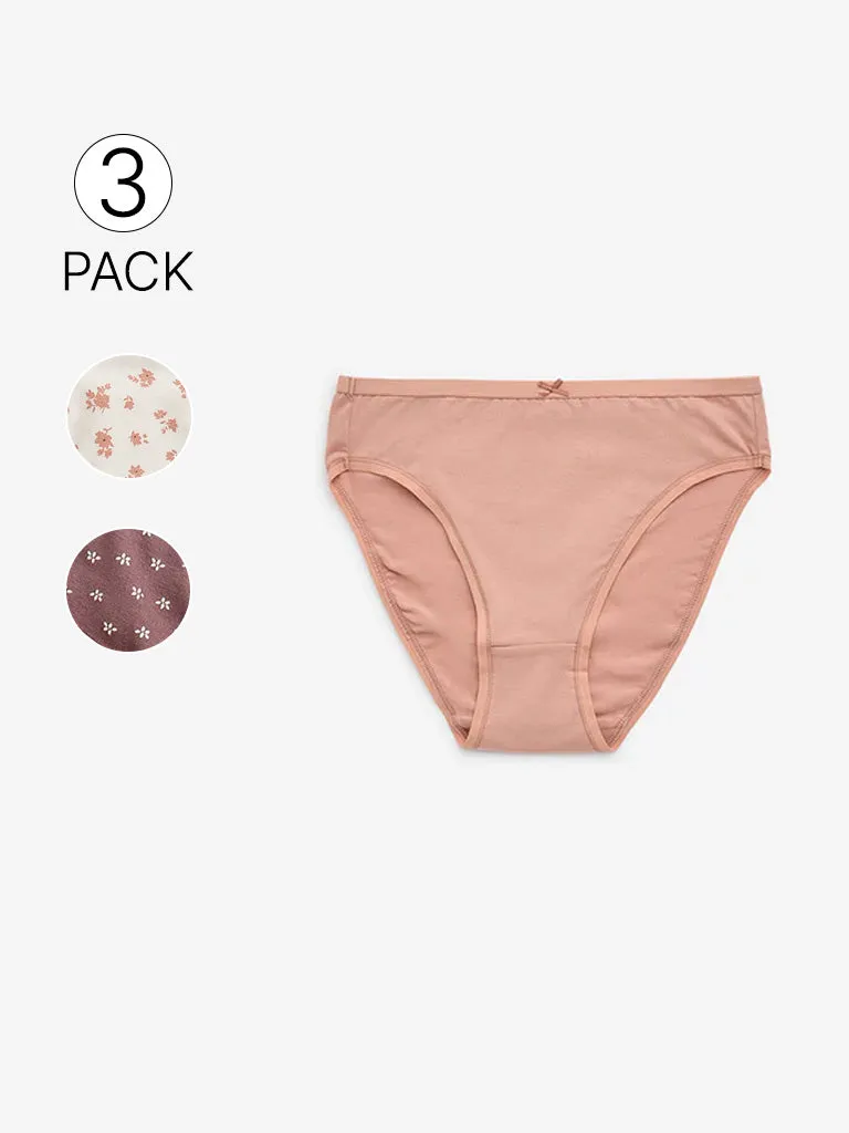 Wunderlove Multicolour Cotton-Blend Briefs - Pack of 3